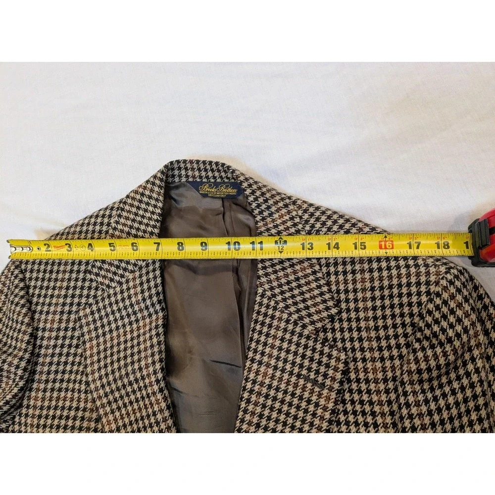 Vintage Brooks Brothers Blazer Men 43 Brown Houndstooth Tweed Sport Coat 80s USA